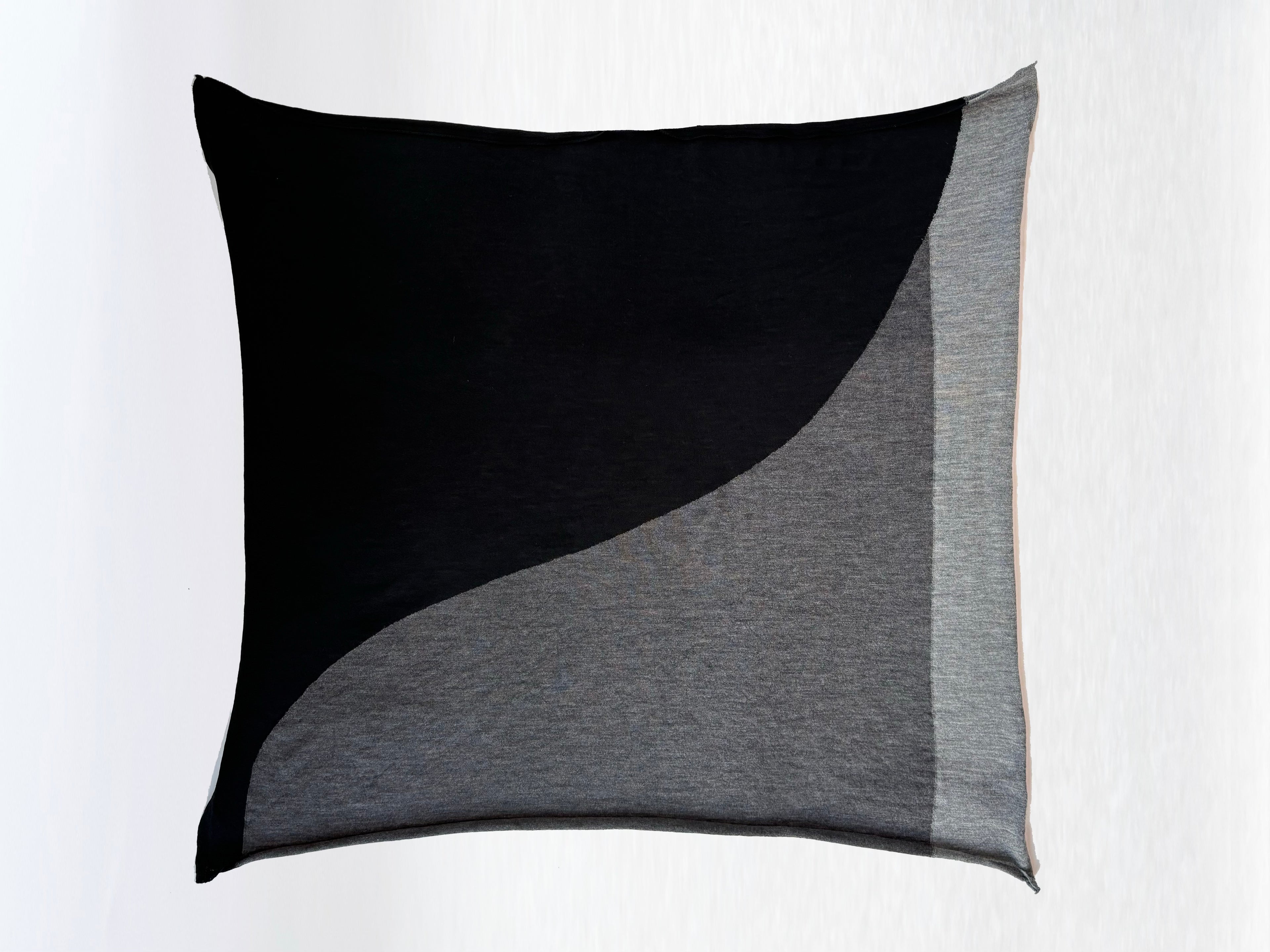 Quadra Square Extrafine Italian Merino Scarf, Black/Charcoal/Light Grey