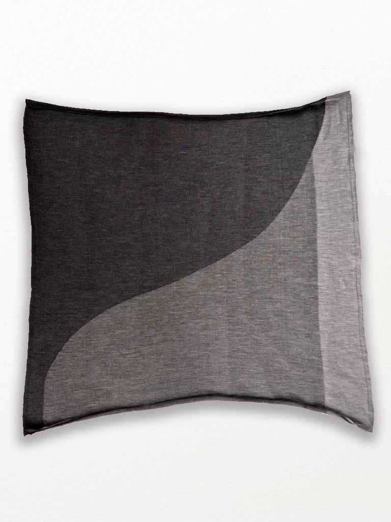Quadra Square Extrafine Italian Merino Scarf, Charcoal/Medium Grey/Light Grey