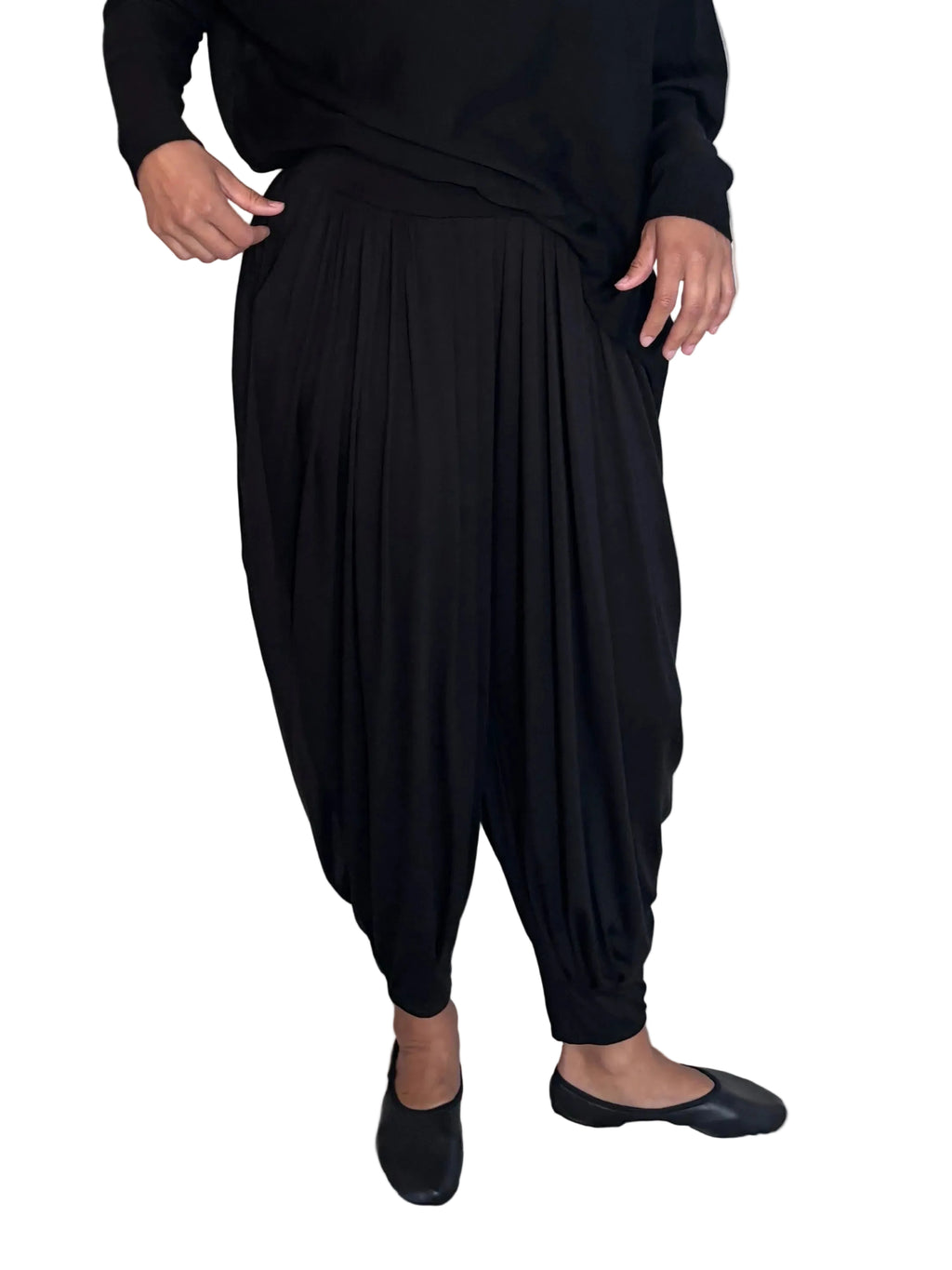 Ballon Pant, Cellulosic Fabric, Black