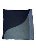 Square Italian Merino color block scarf in black, grey, moss