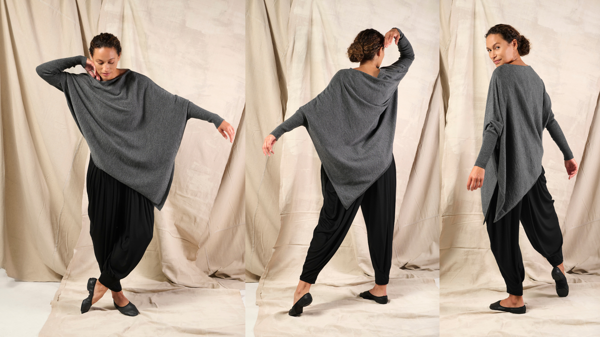 3 panel grey drape and ballon  pants