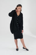 Curva Superfine Italian Merino Cardigan, Black